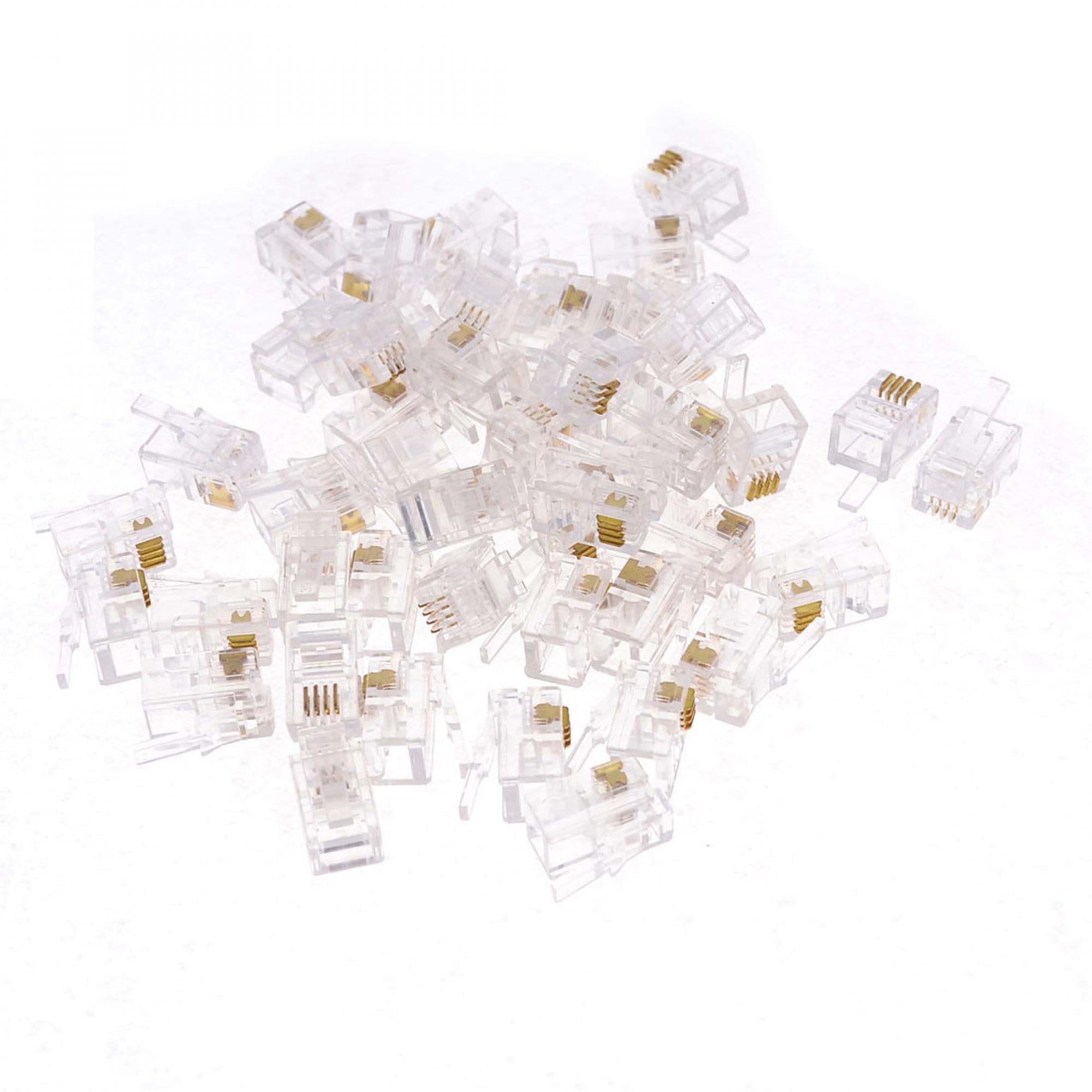 Amazon.co.jp: uxcell 50個 モジュラープラグ RJ9 4P4C オス電話